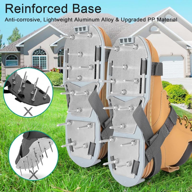 DenForste Lawn Aerator Shoes for Grass - Pre-Assembled Grass Aerator Shoes for Lawn - Soil Yard Aerator Tool for Aerating Patio Garden, Gray - Image 2